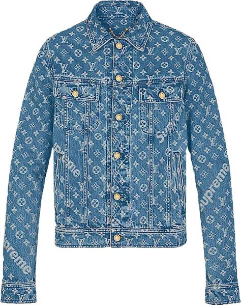 supreme x louis vuitton jacquard denim trucker jacket|louis vuitton x supreme jeans 2017.